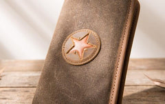 Cool Canvas Leather Mens Bifold Long Wallet Zipper Long Wallet for Men - imessengerbags