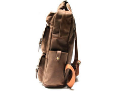 Vintage Coffee Mens Leather Backpacks Travel Backpacks Laptop Backpack for men