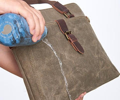 Mens Gray Canvas Briefcase Handbag Work Bag Business Bag for Men - imessengerbags