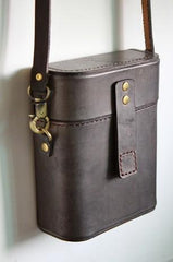 Handmade Brown Leather Mens Small Box Bag Shoulder Bag Messenger Bags for Men