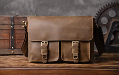 Handmade Leather Mens Cool Shoulder Bag Messenger Bag Chest Bag Bike Bag Cycling Bag for men - imessengerbags