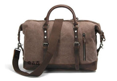 Mens Waxed Canvas Leather Weekender Bag Canvas Overnight bag Travel Bag for Men