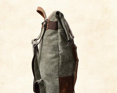 Cool Canvas Leather Gray Travel Bag Mens Backpack Canvas Canvas School Bag for Men - imessengerbags