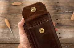 Cool Leather Mens Coffee Long Zipper Clutch Wallet Long Wallet for Men - imessengerbags