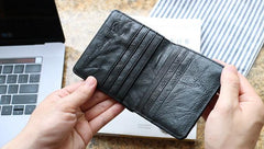 Leather Mens Front Pocket Wallet Small Wallet Slim Wallet Card Wallet for Men - imessengerbags