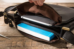 Cool Leather Black Mens Messenger Bags Vintage Shoulder Bags  for Men - imessengerbags