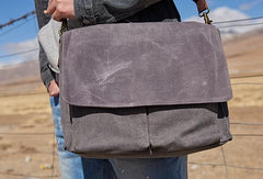 Mens Canvas Gray Cool Side Bag Messenger Bag Canvas Shoulder Bag for Men