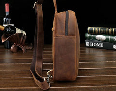 Cool Leather Mens Sling Shoulder Bag Sling Bags Chest Bag Sling Backpack for men