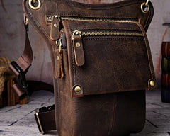 Mens Leather Biker Drop Leg Bag Waist Bag Belt Pouch Pack Side Bag for Men