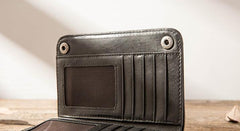 Cool Black Wristlet Wallet Leather Mens Long Wallet Long Wallet for Men - imessengerbags