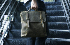 Vintage Mens Leather Briefcase Handbag Shoulder Bag Backpack for men