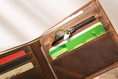 Cool Leather Mens Briaded Small Wallet Bifold Vintage Slim billfold Wallet for Men - imessengerbags