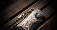 Handmade Leather Black Mens Chain Biker Wallet Cool Leather Wallet Long Clutch Wallets for Men - imessengerbags