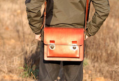 Handmade Vintage Coffee Leather Mens Camera Shoulder Bags Camera Messenger Bag for Men - imessengerbags