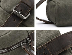 Cool Waxed Canvas Leather Mens Zipper Wristlet Bag Vintage Clutch Zipper Bag for Men - imessengerbags