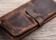 Vintage Leather Long Wallets for men Bifold Men Long Wallet - imessengerbags