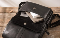 Black Cool Mens Leather Backpacks Travel Backpacks Laptop Backpack for men - imessengerbags