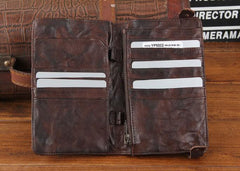 Handmade Leather Mens Cool Long Leather Wallet Bifold Clutch Wallet for Men - imessengerbags