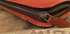 Genuine Leather Mens Cool Long Leather Phone Wallet Zipper Clutch Wristlet Wallet for Men - imessengerbags