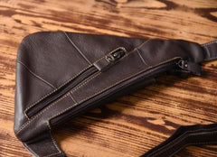 Genuine Leather Mens Cool Chest Bag Sling Bag Crossbody Bag Travel Bag Hiking Bag for men - imessengerbags