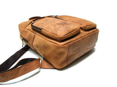 Cool Brown Mens Leather Backpack Travel Backpacks Laptop Backpack for men