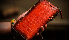 Handmade Leather Tibetan Mens Chain Biker Wallet Cool Leather Wallet Long Clutch Wallets for Men - imessengerbags