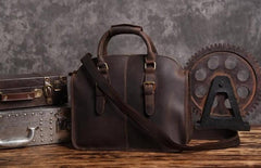 Handmade Leather Mens Cool Messenger Bag Briefcase Work Bag Business Bag for men