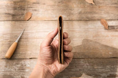 Cool Leather Mens Coffee Slim Small Wallet Bifold Vintage billfold Wallet for Men - imessengerbags