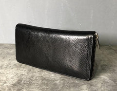 Genuine Leather Mens Cool Long Leather Phone Wallet Zipper Clutch Wallet for Men - imessengerbags