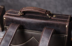 Handmade Leather Mens Cool Backpack Messenger Bag Briefcase Work Bag Business Bag for men - imessengerbags