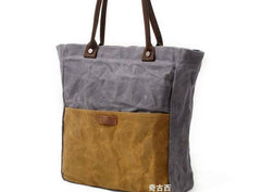 Mens Waxed Canvas Tote Bag Canvas Shopper Bag Canvas Shoulder Bag for Men - imessengerbags
