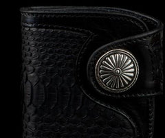 Handmade Leather Biker Wallet Mens Cool Short Chain Wallet Trucker Wallet with Chain