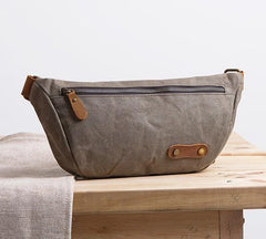 Gray Cool Canvas Mens Sling Bag Chest Bag One Shoulder Packs for men