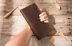 Vintage Cool Mens long Wallet Leather Wallet Long Wallet for Men - imessengerbags