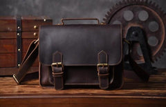 Handmade Leather Mens Cool Messenger Bag Briefcase Work Bag Business Bag for men