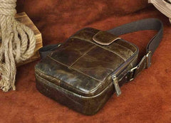 Small Leather Mens SIDE BAG COURIER BAG Messenger Bag Shoulder Bag for Men