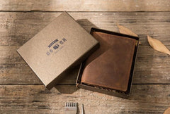 Cool Leather Vintage Mens Slim Small Wallets Zipper billfold Wallets for Men - imessengerbags