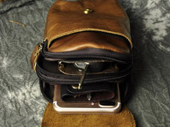 Small Mens Leather Belt Pouch Holsters Belt Case Cell Phone Waist Pouch for Men