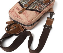 Rustic Canvas Leather Mens Sling Bag Chest Bag One Shoulder Pack for men - imessengerbags