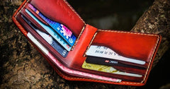 Handmade Leather Chinese Lion Tooled Mens billfold Wallet Cool Leather Wallet Slim Wallet for Men - imessengerbags