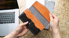 Cool Handmade Mens Leather Long Wallet Envelope Long Bifold Wallet for Men - imessengerbags