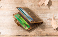 Leather Mens Card Holder Slim Front Pocket Wallets Card Wallet for Men - imessengerbags