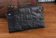 Handmade Leather Mens Cool Long Leather Wallet Bifold Clutch Wallet for Men - imessengerbags