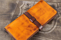 Handmade Leather Mens Cool Wallet Long Leather Wallet Phone Wallet for Men - imessengerbags