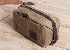Large Canvas Green Mens Clutch Bag Zipper Wristlet Bag Phone Purse for Men