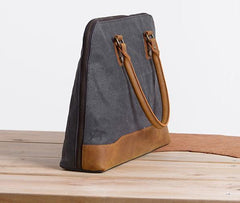 Mens Canvas Leather Briefcase Handbag Work Bag Business Bag for Men