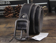 Genuine Leather Punk Rock Biker Trucker Mens Belt Men Black Coffee Belt for Men