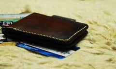 Vintage Leather Mens Slim Small Wallet Leather Small Wallets for Men - imessengerbags