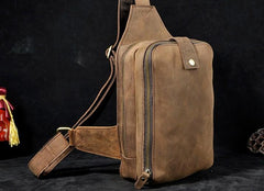Cool Leather Mens  Sling One Shoulder Bag Sling Bag Sling Backpacks Chest Bag for men - imessengerbags