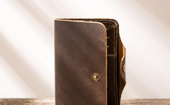 Vintage Slim long Wallets Leather Mens Coffee Wallet Long Wallet for Men - imessengerbags